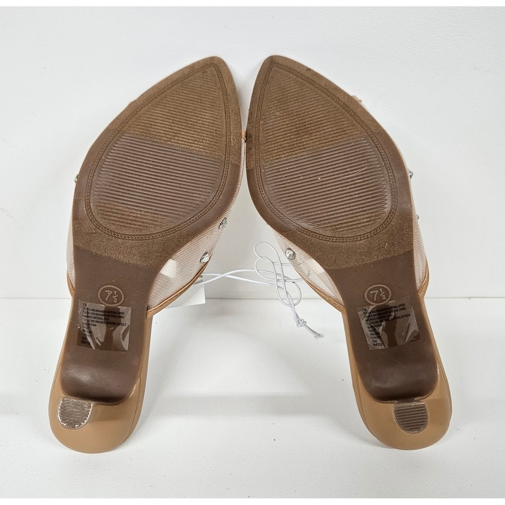A New Day Womens Tan Rhinestone Mesh Pointed Toe Kitten Heel Mules Size 7.5 NEW - Picture 5 of 6
